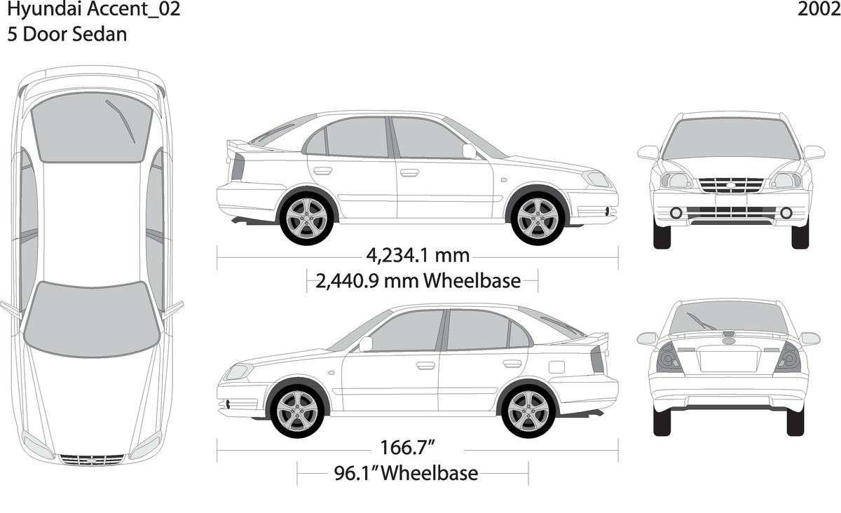 2002 Hyundai Accent Sedan V02 Vehicle Wrap Template
