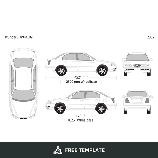 2002 Hyundai Elantra free vector vehicle wrap template - GravBase