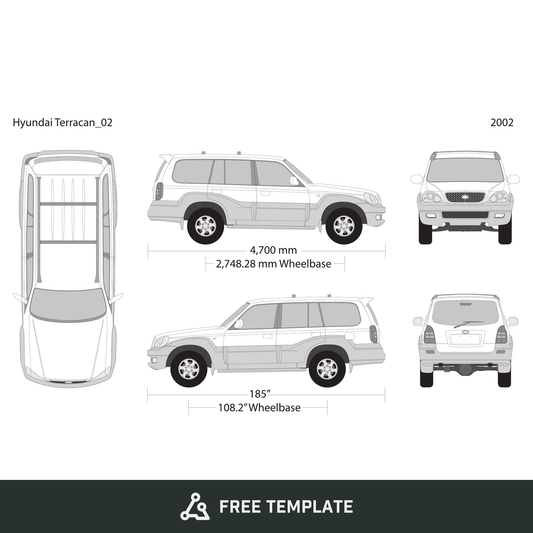 2002 Hyundai Terracan free vector vehicle wrap template - GravBase