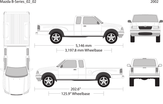 2002 Mazda B-Series vector wrap template V02, Design-Ready PDF - GravBase