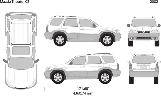 2002 Mazda Tribute vector wrap template, Design-Ready PDF - GravBase