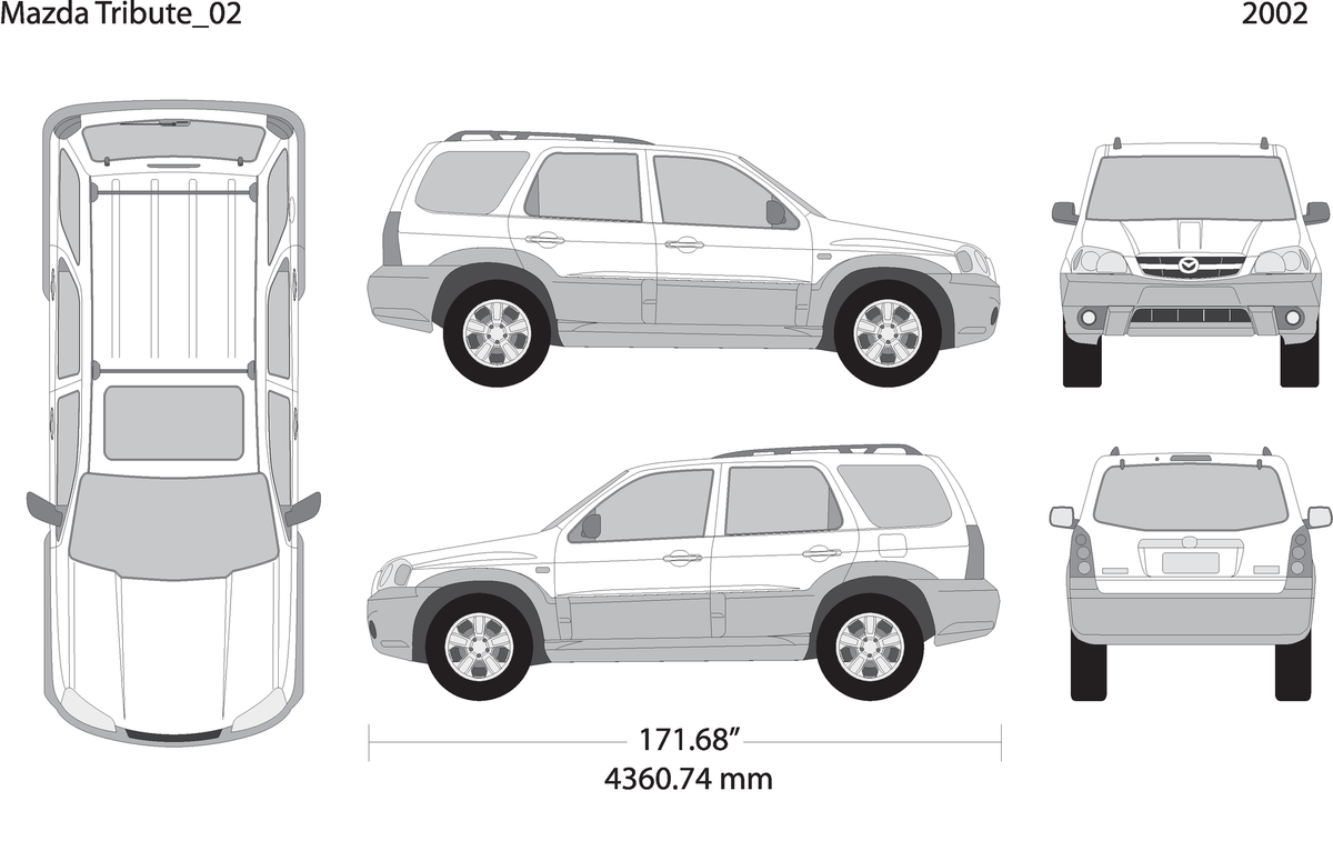 2002 Mazda Tribute V02 Vehicle Wrap Template
