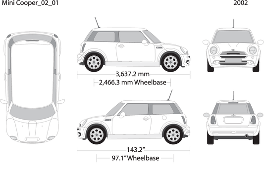 2002 Mini Cooper Mini Hardtop V01 Vehicle Wrap Template