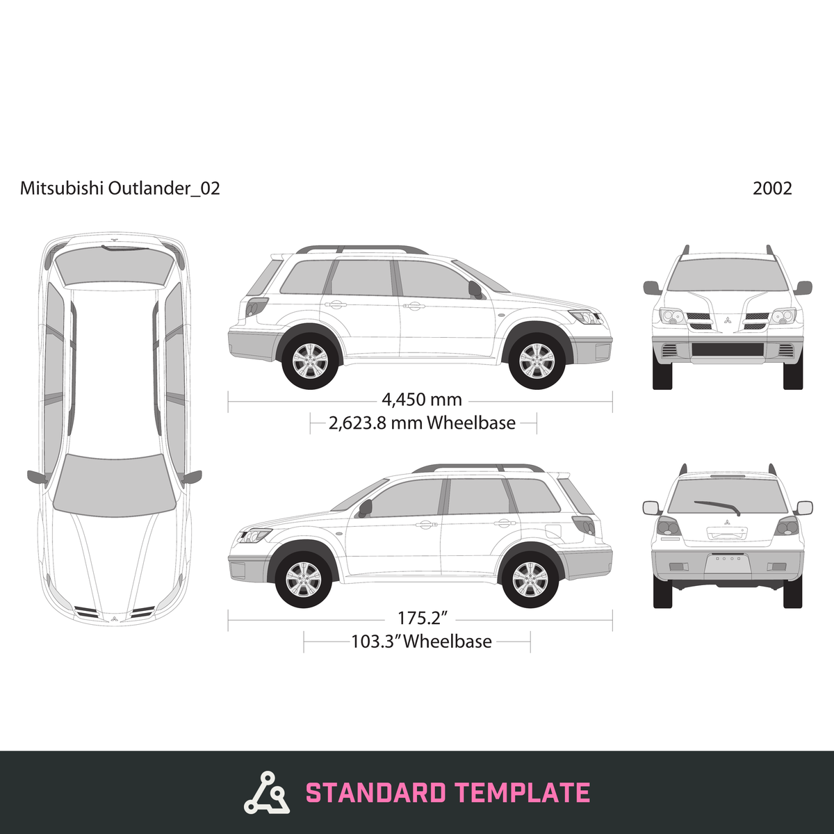 2002 Mitsubishi Outlander vector wrap template, Design-Ready PDF - GravBase