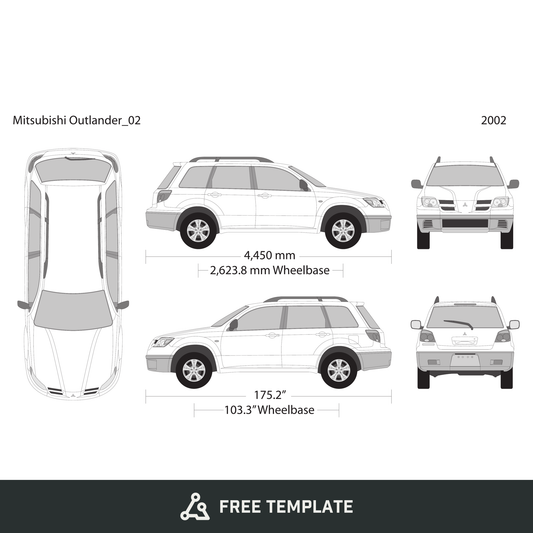 2002 Mitsubishi Outlander free vector vehicle wrap template - GravBase