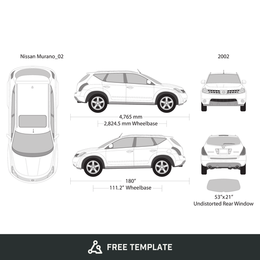2002 Nissan Murano free vector vehicle wrap template - GravBase