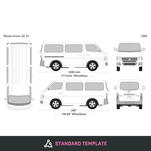 2002 Nissan Urvan vector wrap template V01, Design-Ready PDF - GravBase