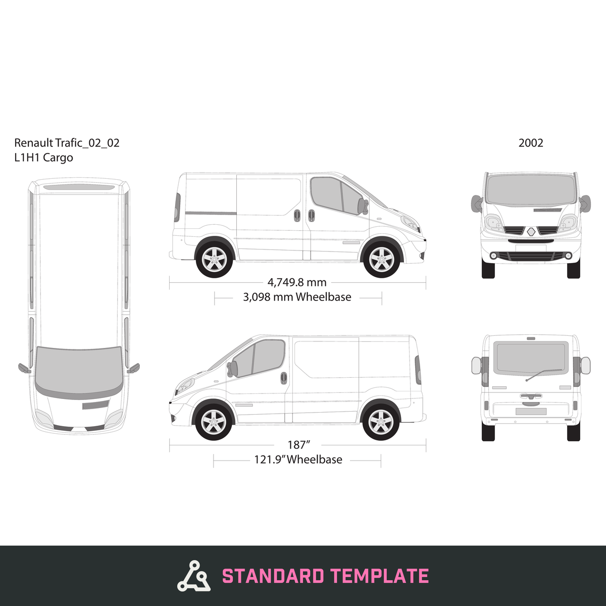 2002 Renault Trafic vector wrap template V02, Design-Ready PDF - GravBase