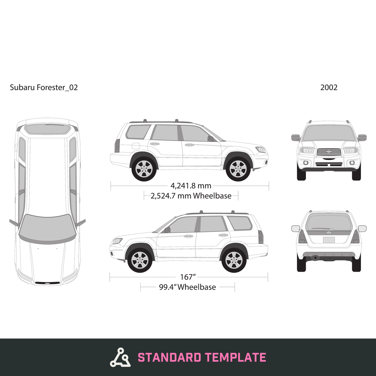 2002 Subaru Forester vector wrap template, Design-Ready PDF - GravBase