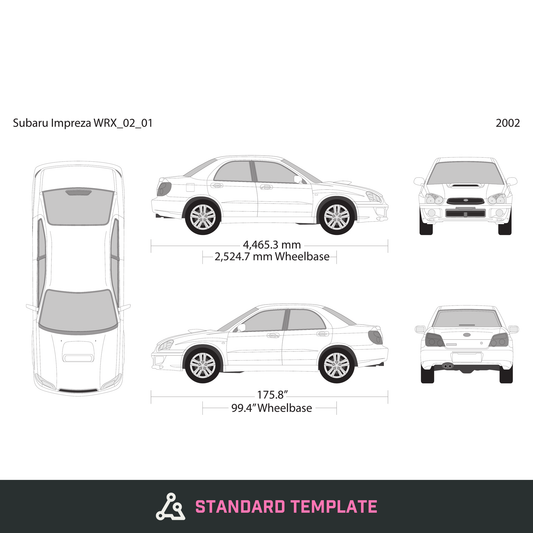 2002 Subaru Impreza vector wrap template V01, Design-Ready PDF - GravBase