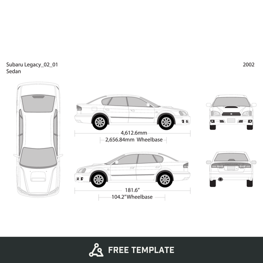 2002 Subaru Legacy free vector vehicle wrap template - GravBase