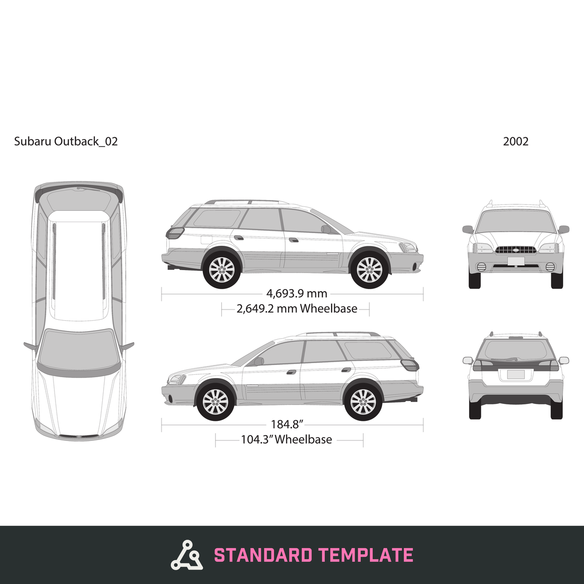 2002 Subaru Outback vector wrap template, Design-Ready PDF - GravBase