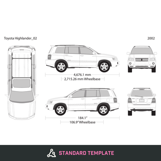 2002 Toyota Highlander vector wrap template, Design-Ready PDF - GravBase