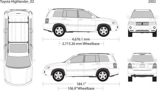 2002 Toyota Highlander vector wrap template, Design-Ready PDF - GravBase