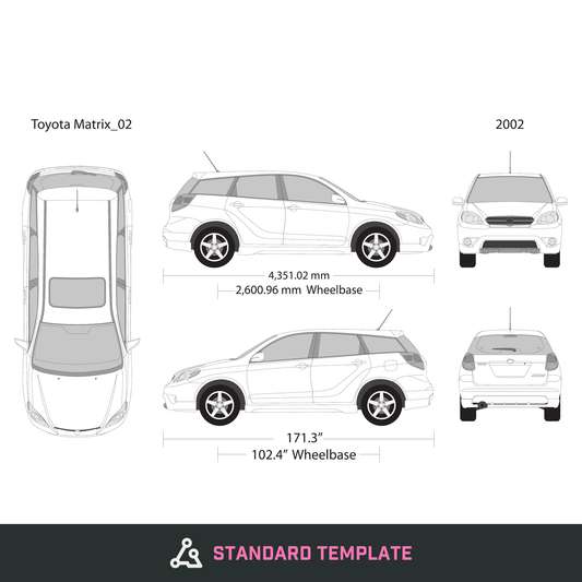 2002 Toyota Matrix vector wrap template, Design-Ready PDF - GravBase
