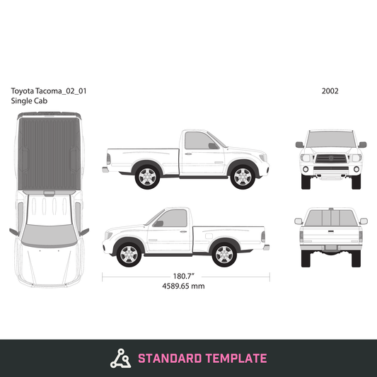 2002 Toyota Tacoma vector wrap template V01, Design-Ready PDF - GravBase