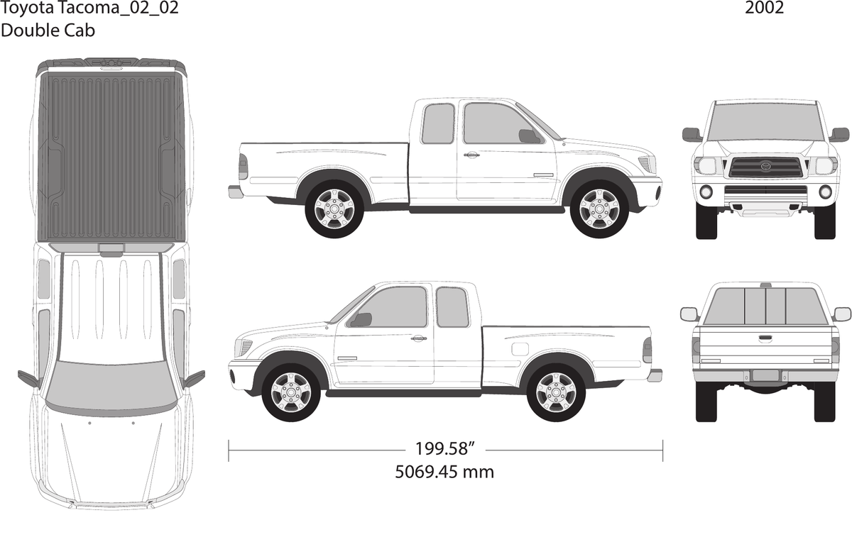 2002 Toyota Tacoma Vector Wrap Template - GravBase