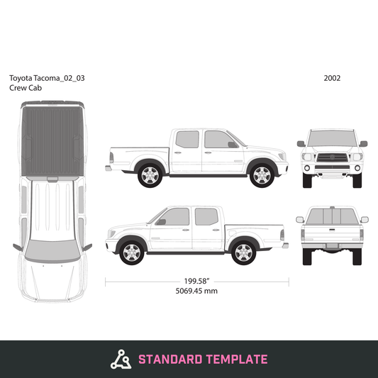 2002 Toyota Tacoma vector wrap template V03, Design-Ready PDF - GravBase