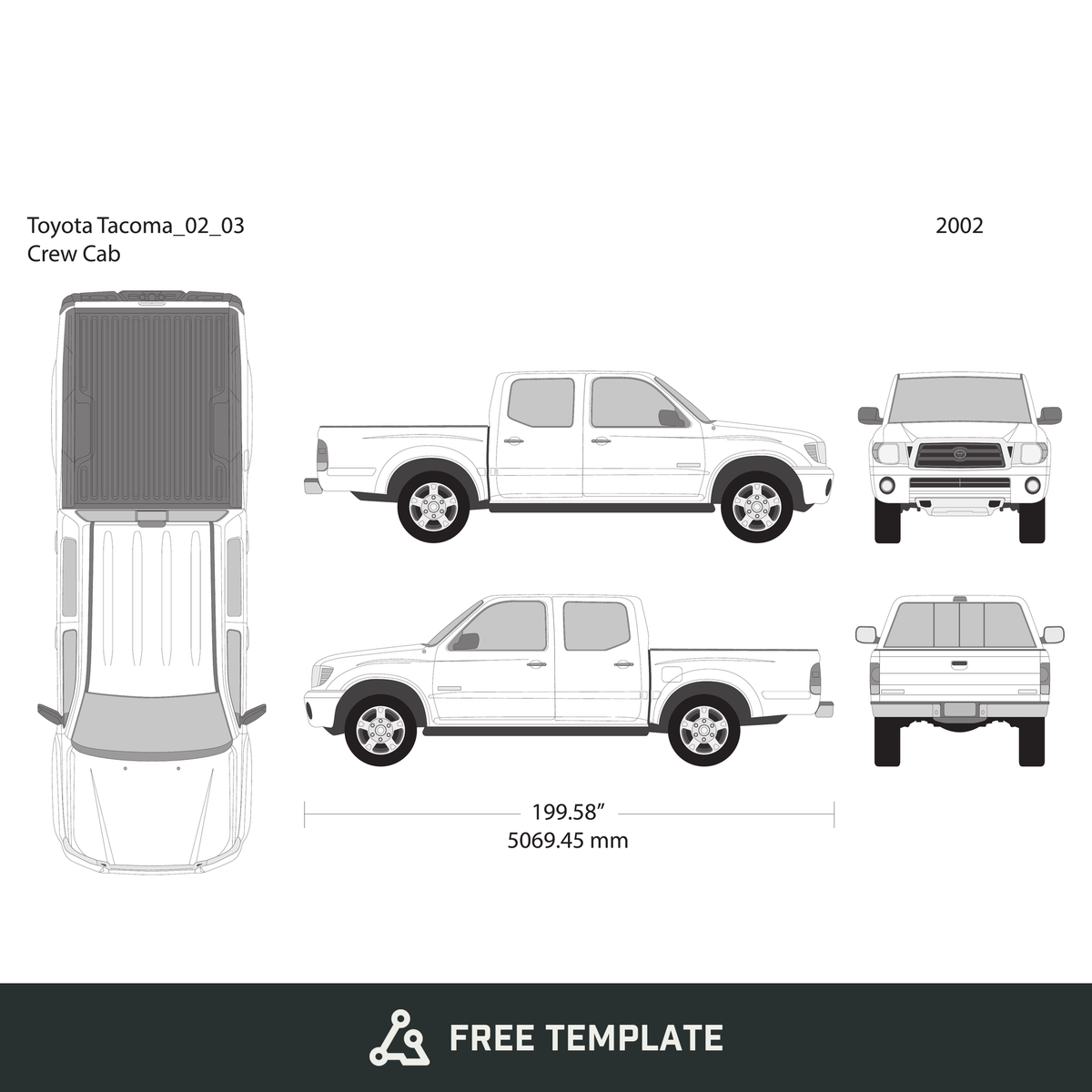 2002 Toyota Tacoma free vector vehicle wrap template - GravBase