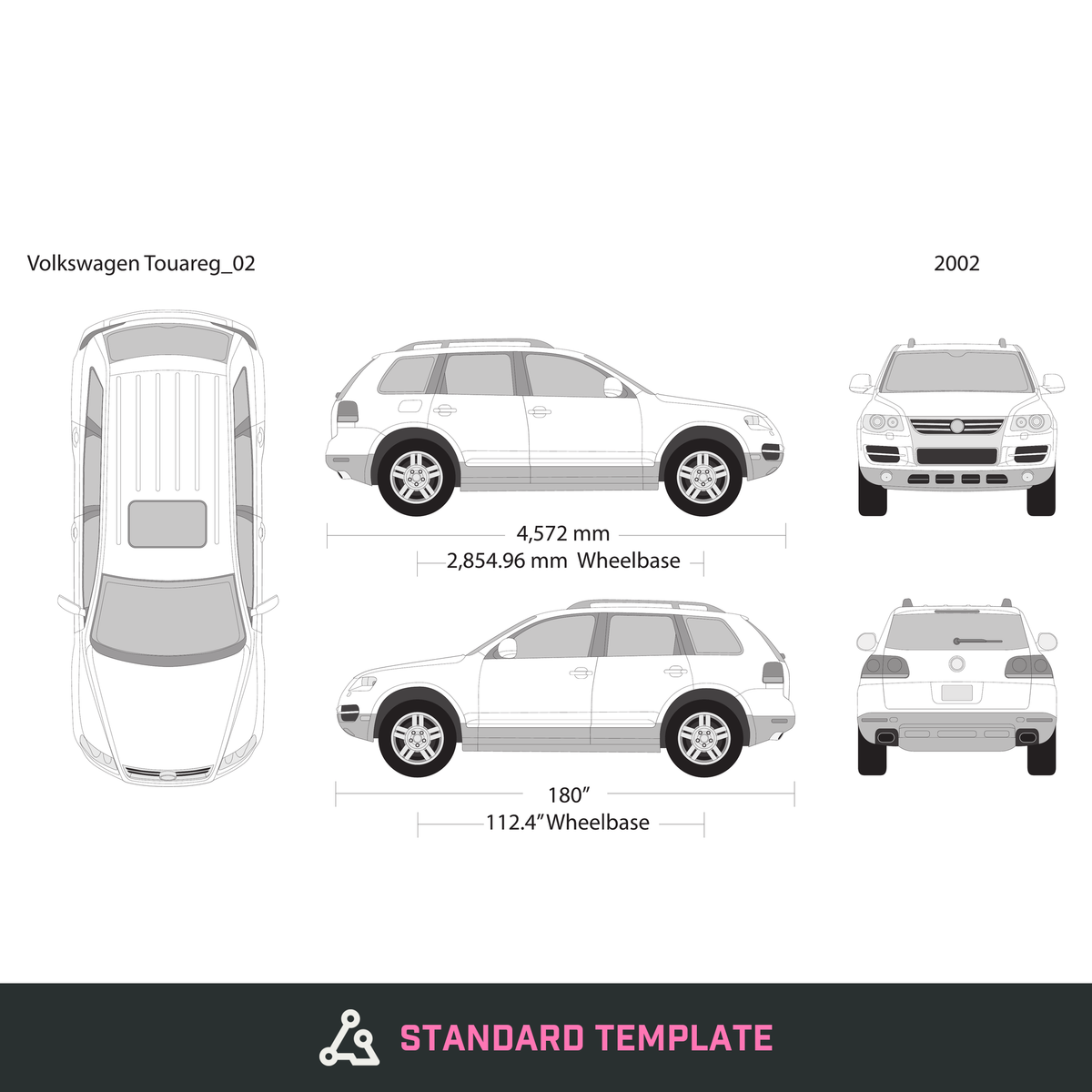 2002 Volkswagen Touareg vector wrap template, Design-Ready PDF - GravBase