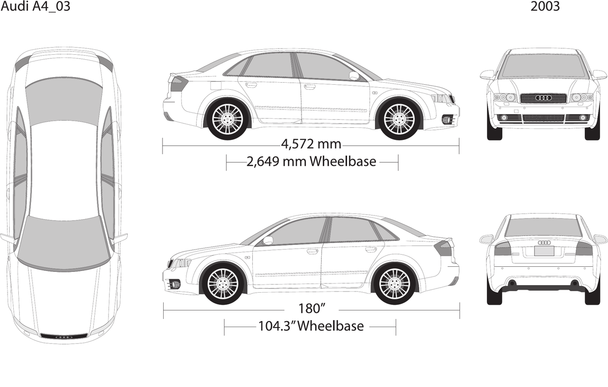 2003 Audi A4 vector wrap template, Design-Ready PDF - GravBase
