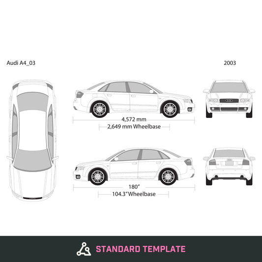 2003 Audi A4 vector wrap template, Design-Ready PDF - GravBase