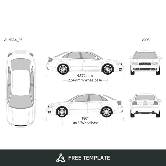 2003 Audi A4 free vector vehicle wrap template - GravBase