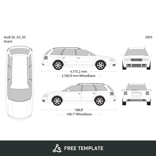 2003 Audi S6 free vector vehicle wrap template - GravBase