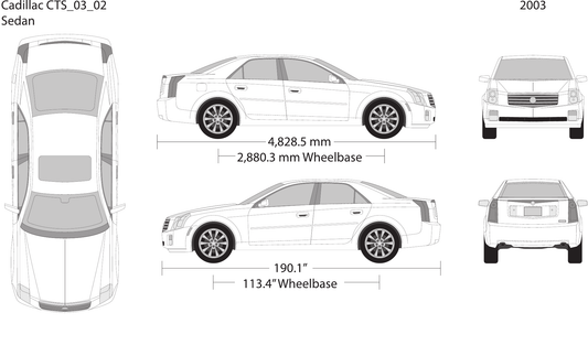 2003 Cadillac CTS vector wrap template, Design-Ready PDF - GravBase