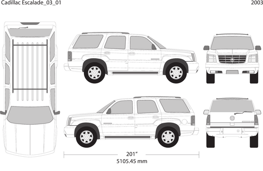 2003 Cadillac Escalade vector wrap template, Design-Ready PDF - GravBase