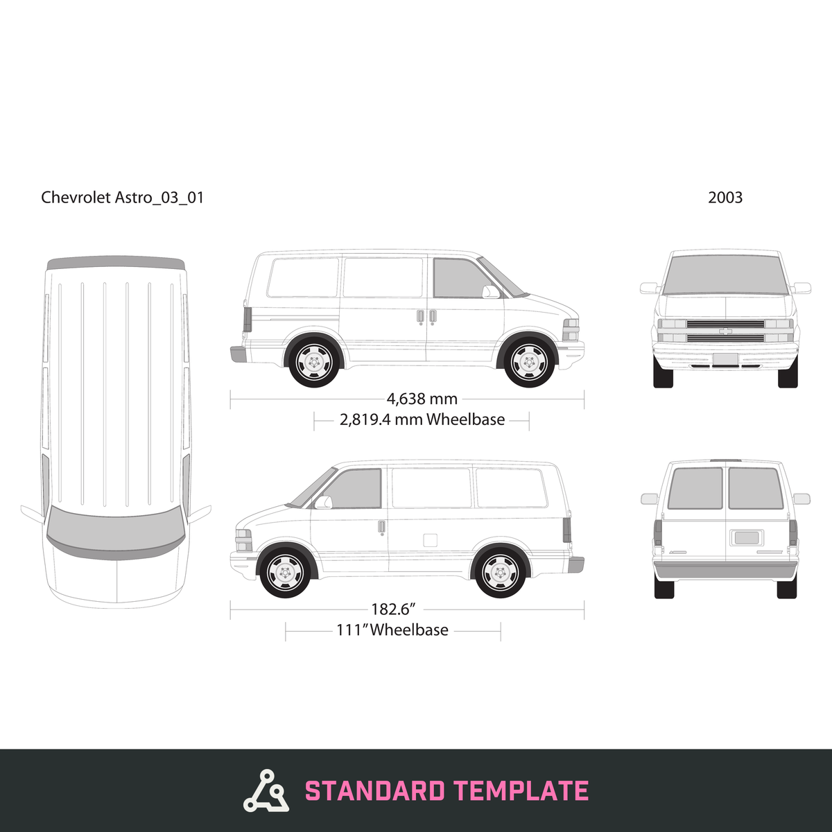 2003 Chevy Astro vector wrap template V01, Design-Ready PDF - GravBase
