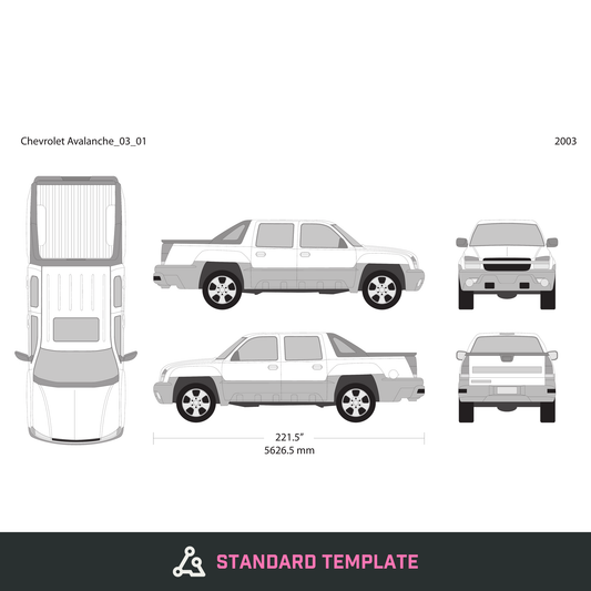 2003 Chevy Avalanche vector wrap template, Design-Ready PDF - GravBase