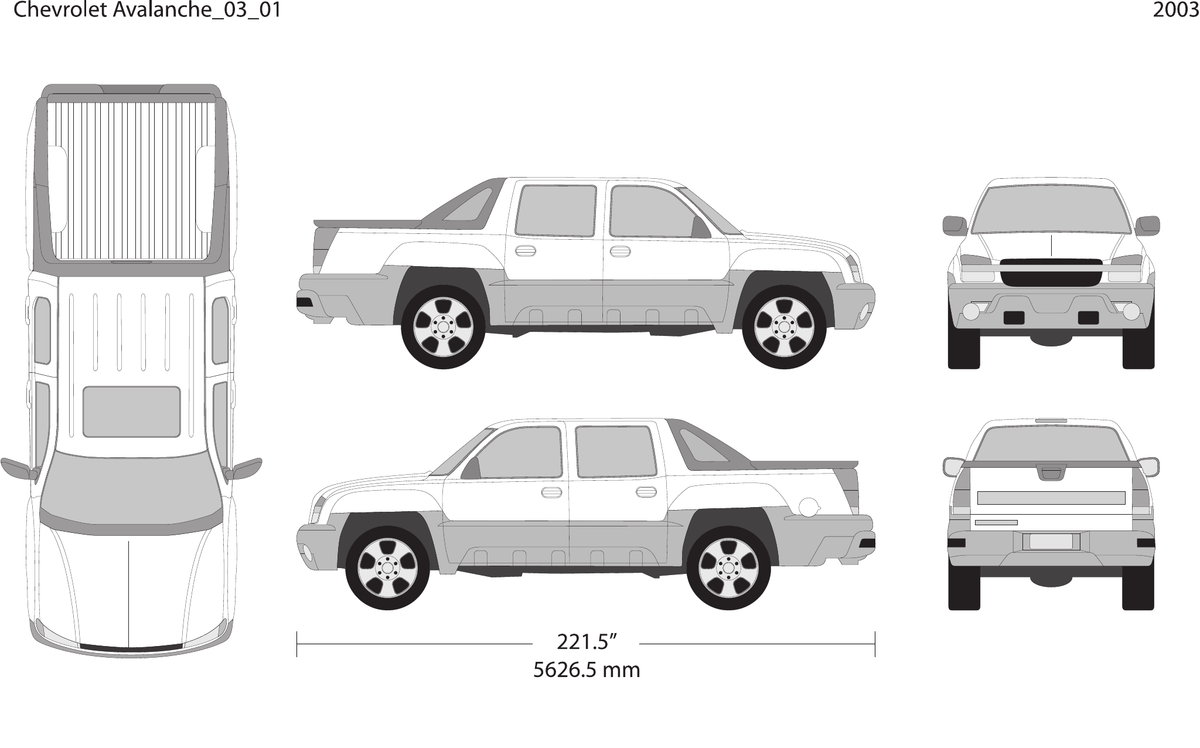 2003 Chevy Avalanche vector wrap template, Design-Ready PDF - GravBase