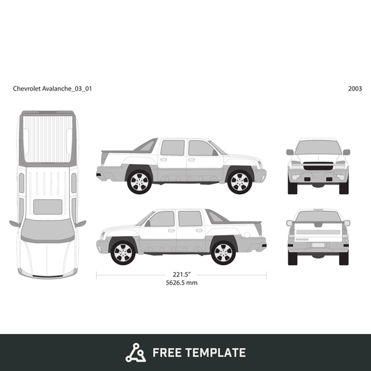 2003 Chevy Avalanche free vector vehicle wrap template - GravBase