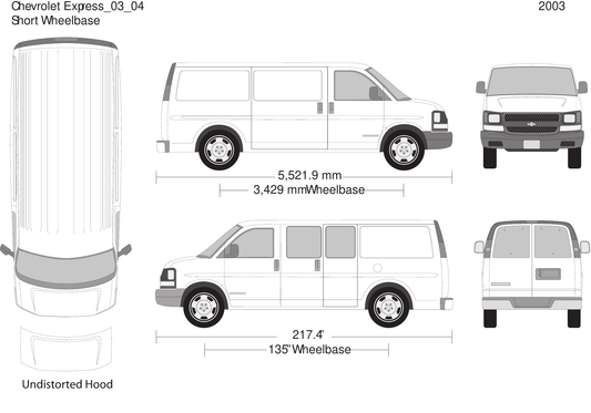 2003 Chevy Express vector wrap template V04, Design-Ready PDF - GravBase