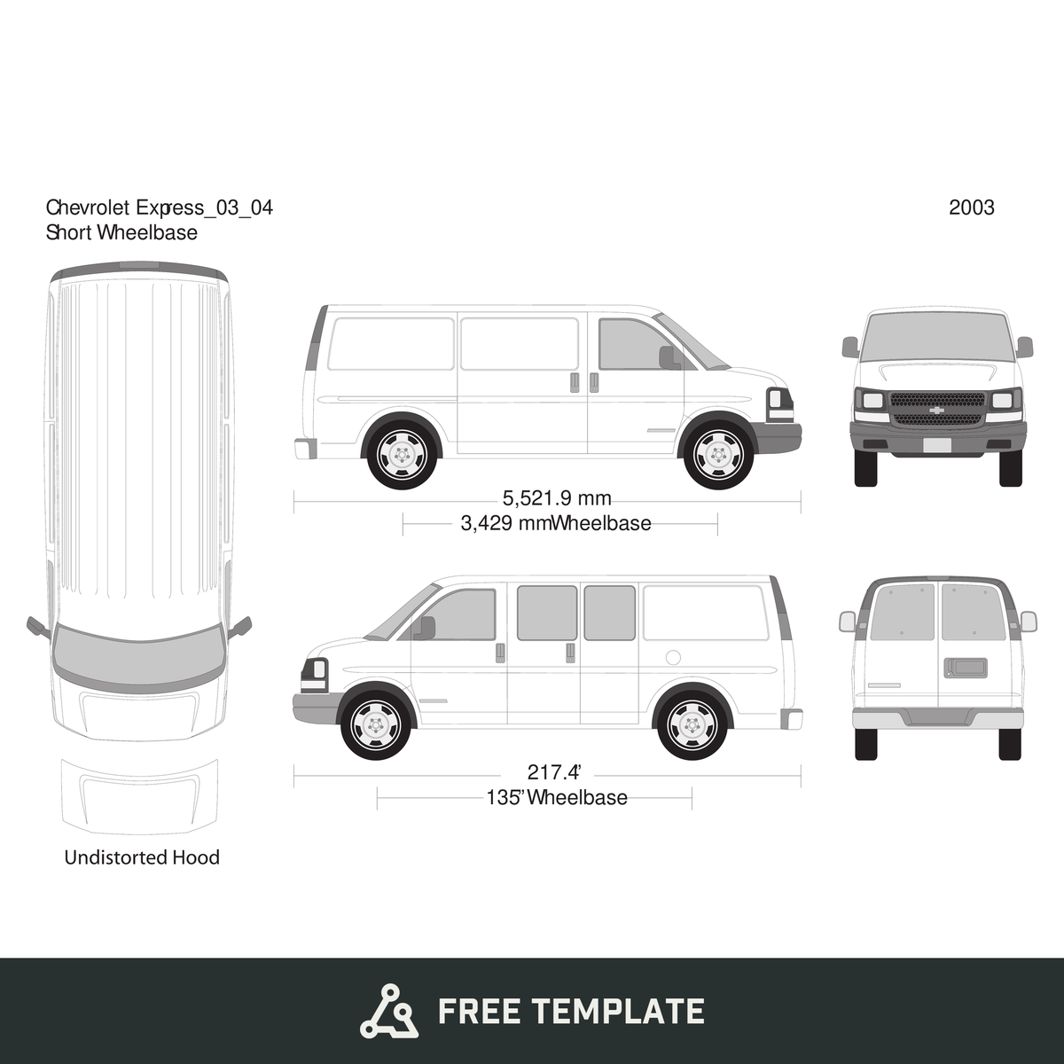 2003 Chevy Express free vector vehicle wrap template - GravBase