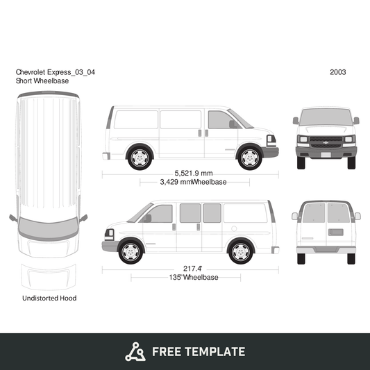 2003 Chevy Express free vector vehicle wrap template - GravBase