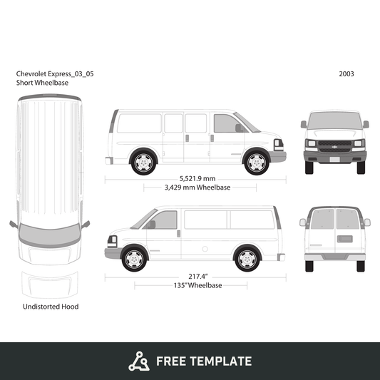 2003 Chevy Express free vector vehicle wrap template - GravBase