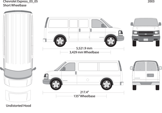 2003 Chevy Express V05 Vehicle Wrap Template