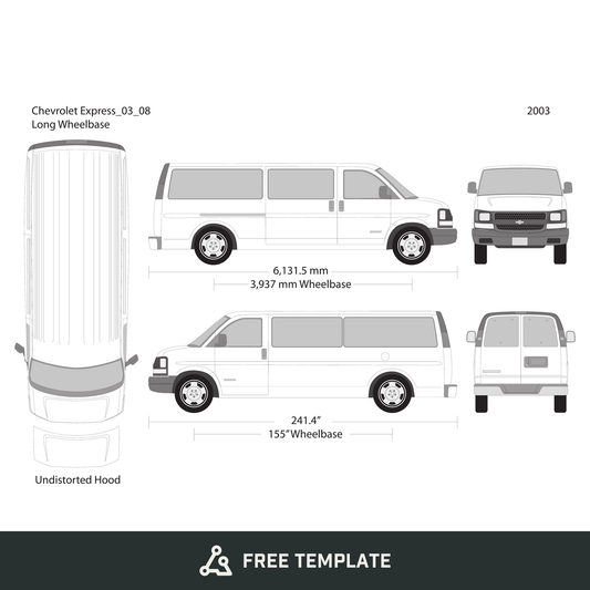 2003 Chevy Express free vector vehicle wrap template - GravBase