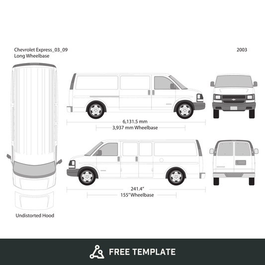 2003 Chevy Express free vector vehicle wrap template - GravBase