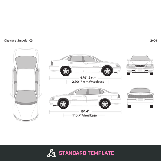 2003 Chevy Impala vector wrap template, Design-Ready PDF - GravBase