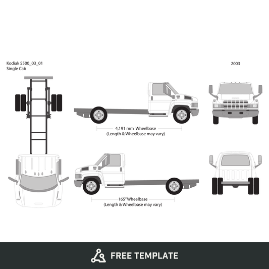 2003 Chevy Kodiak 5500 free vector vehicle wrap template - GravBase