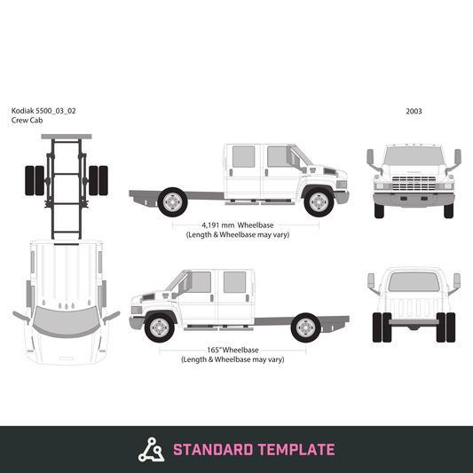 2003 Chevy Kodiak 5500 vector wrap template V02, Design-Ready PDF - GravBase
