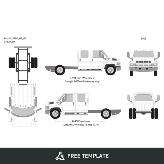 2003 Chevy Kodiak 5500 free vector vehicle wrap template - GravBase