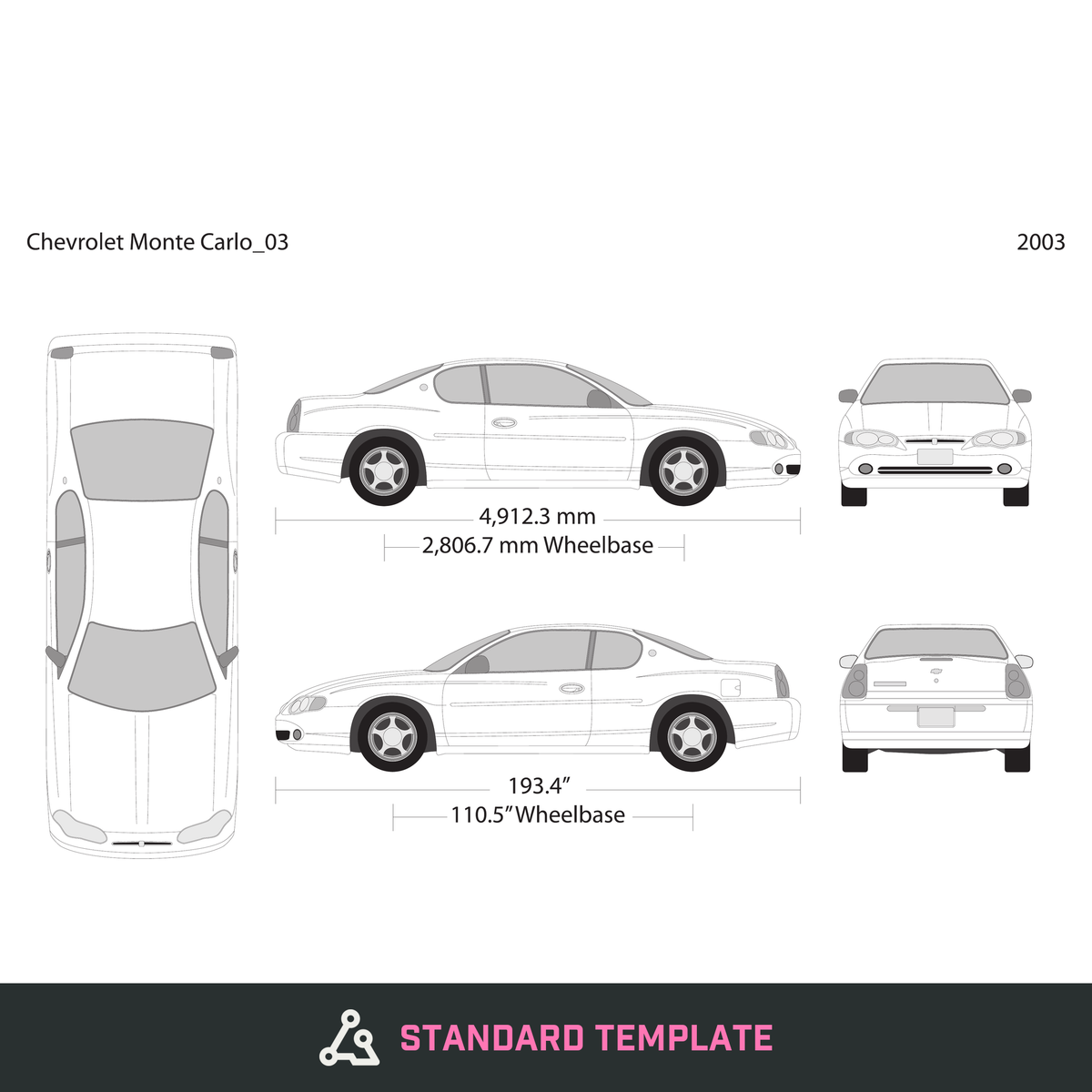 2003 Chevy Montcarl vector wrap template, Design-Ready PDF - GravBase