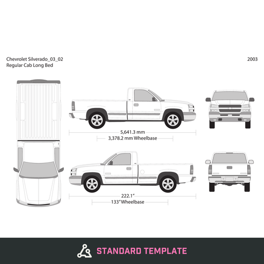 2003 Chevy Silverado 1500 vector wrap template V02, Design-Ready PDF - GravBase