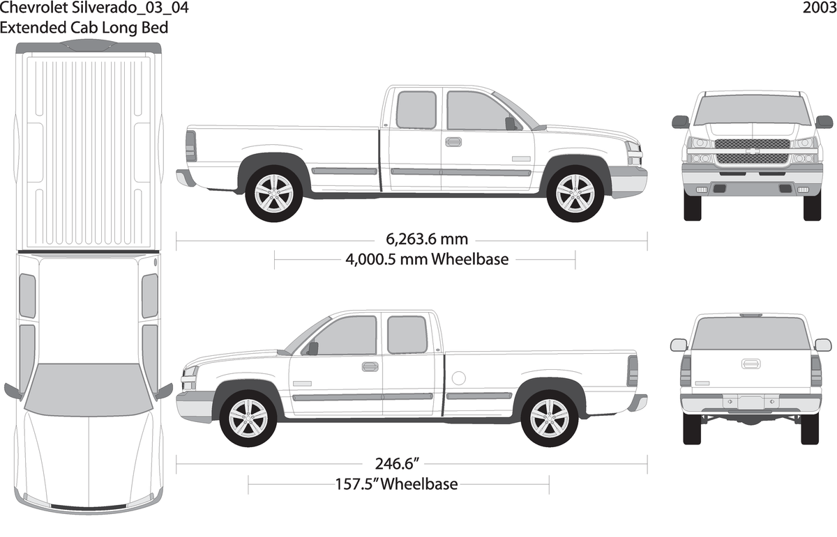 2003 Chevy Silverado 1500 V04 Vehicle Wrap Template