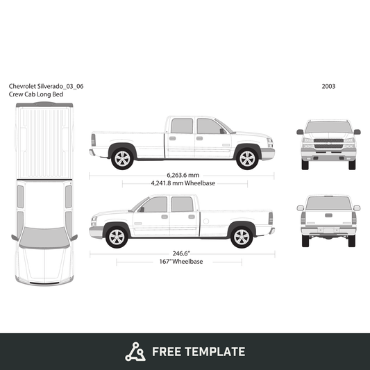 2003 Chevy Silverado 1500 free vector vehicle wrap template - GravBase