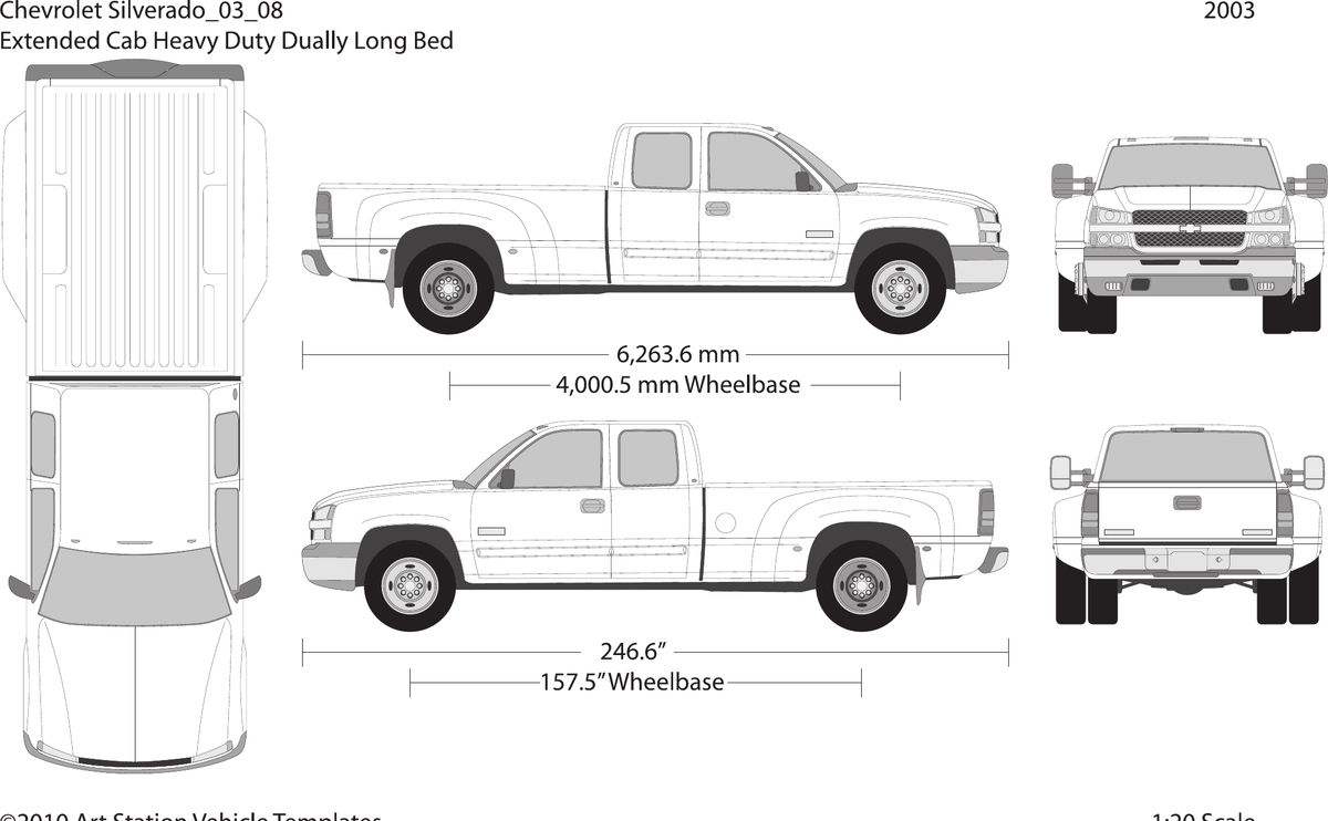 2003 Chevy Silverado 2500-3500 HD vector wrap template V08, Design-Ready PDF - GravBase